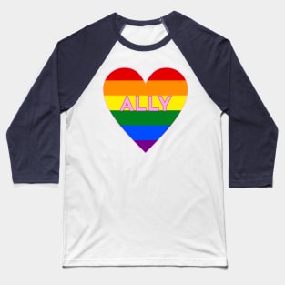 Ally Pride Flag Heart Baseball T-Shirt